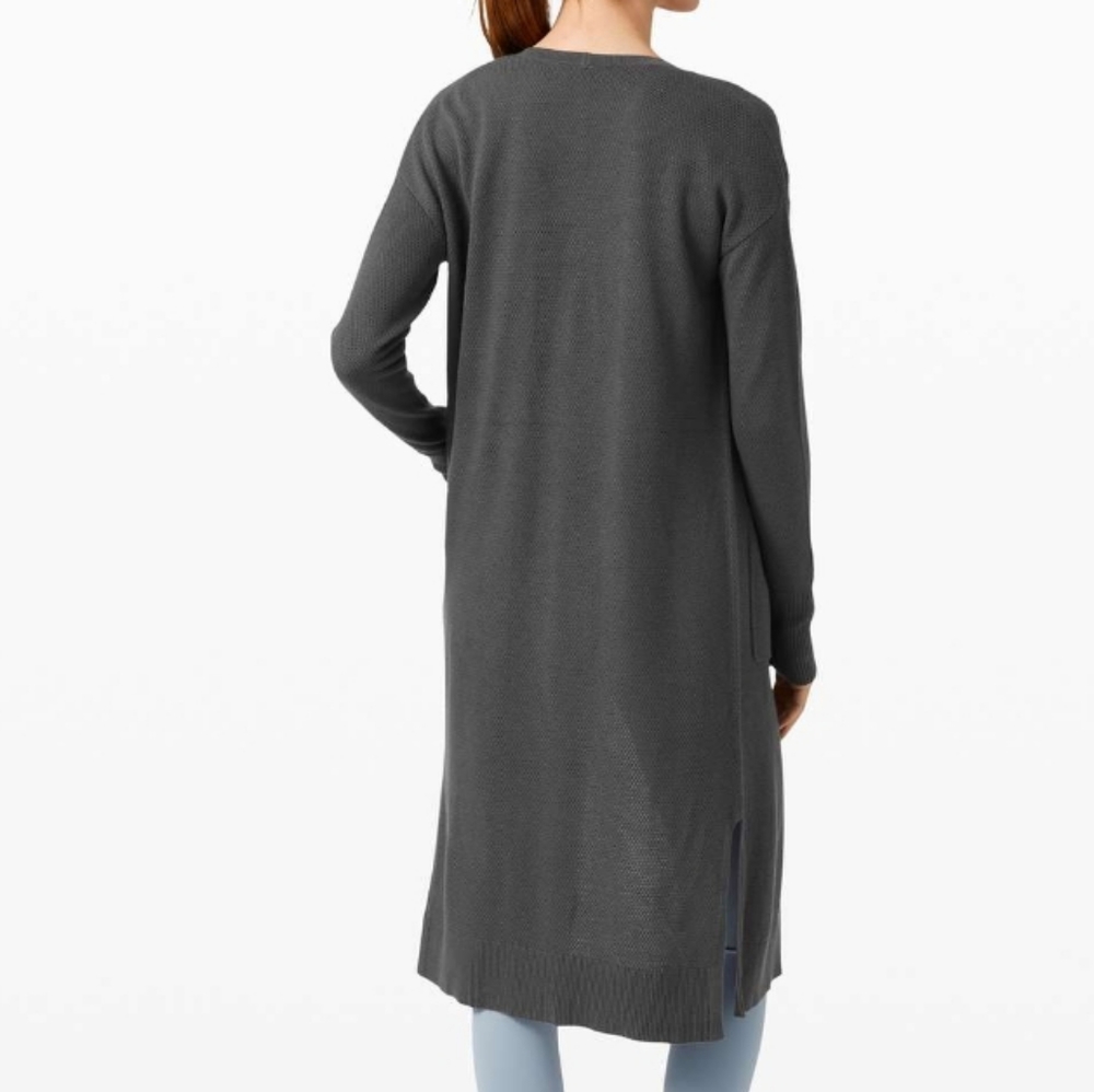 lululemon athletica Long Open-Front Pocket Cardigan - Charcoal Gray - Picture 2 of 8